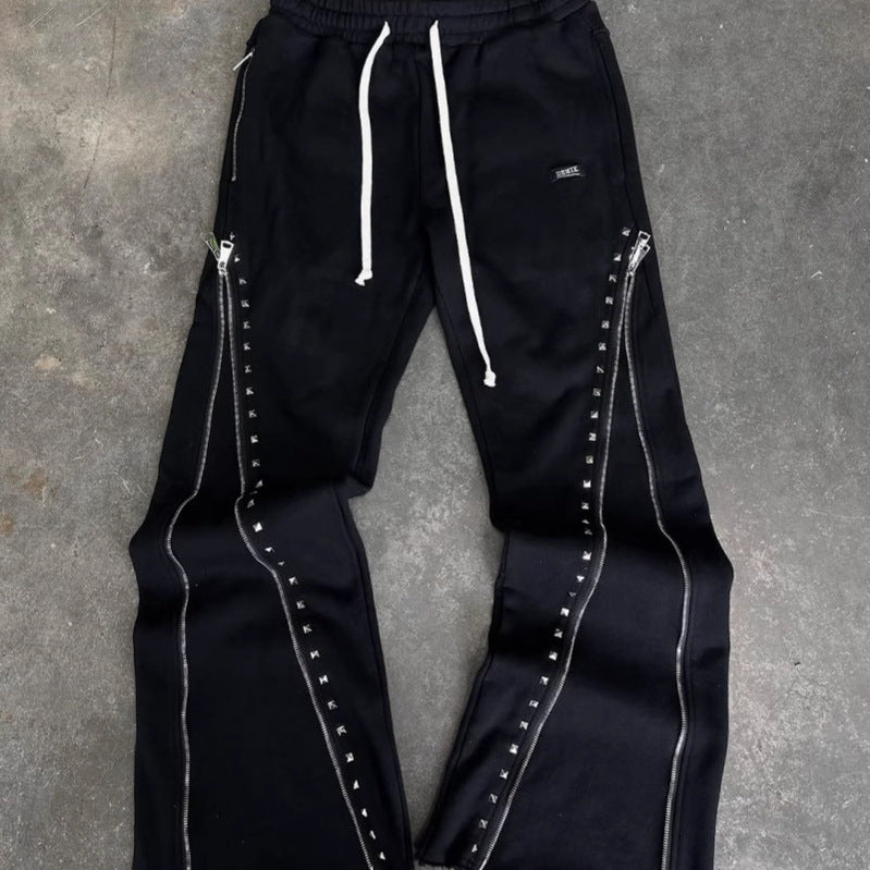 Trousers Knitted Zipper Design Street Style Minority Pants