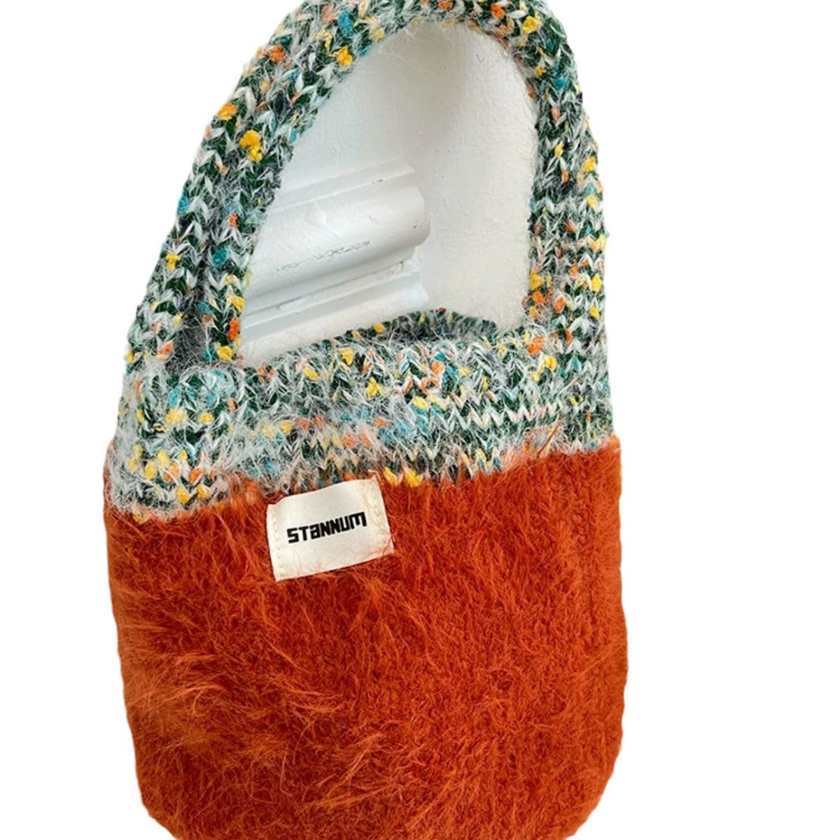 Women's Contrast Color Knitted Plush Fashion Winter Handbags