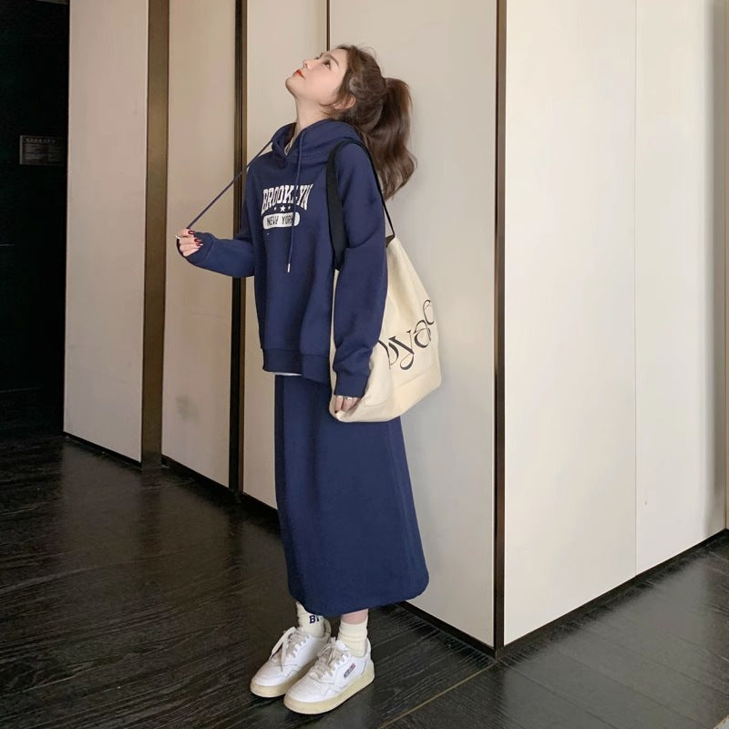 Women's Large Slimming Western Style Hooded Two-piece For Fashion Casual Suit