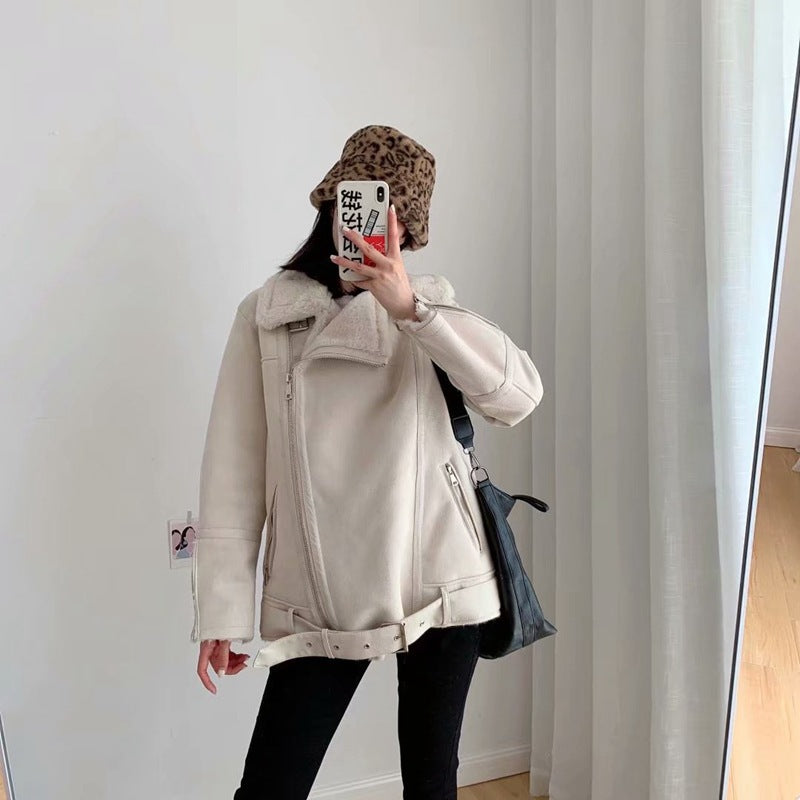 Women's Winter Double-sided Suede Motorcycle For Jackets