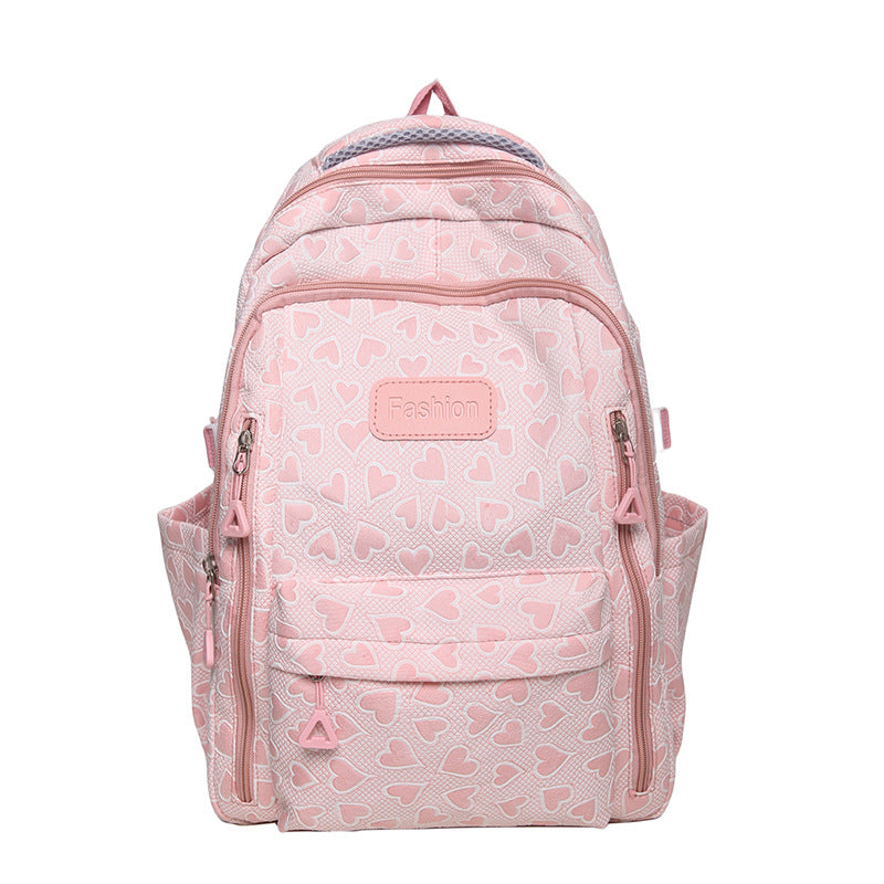 Good-looking Large Capacity Heart Printing Fresh Middle School Students' Schoolbags