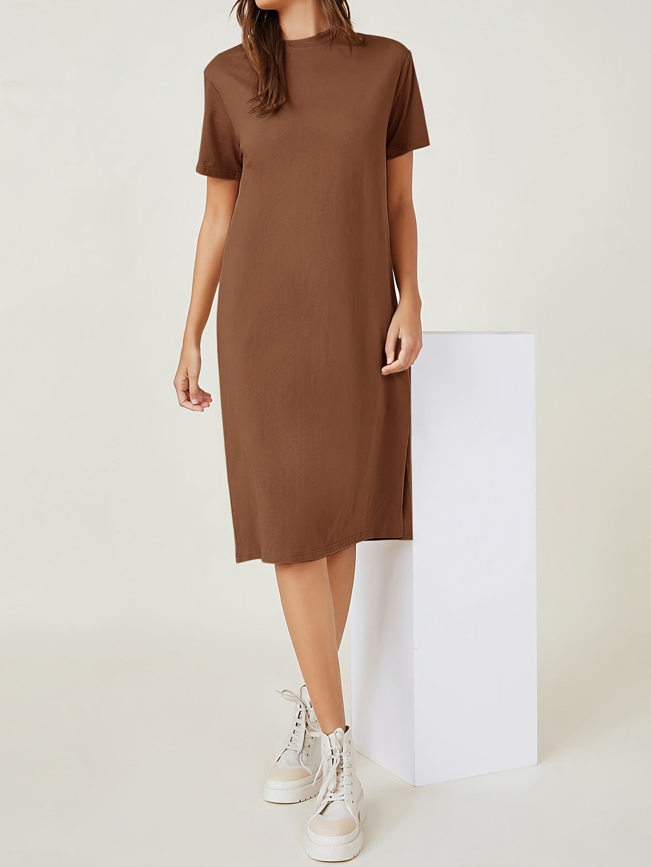Women's Short-sleeved Summer Solid Color Cotton Inner Dress