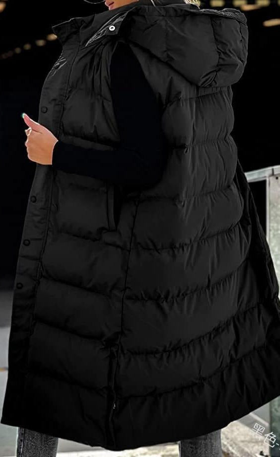 Women's Solid Color Mid-length Hooded Casual Fashion Vests