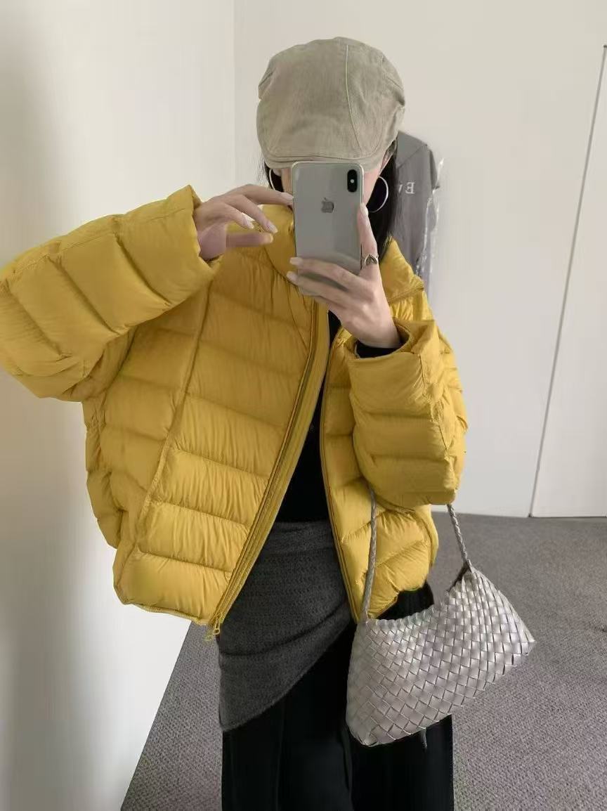 Women's Rib Temperament White Duck Down Light Jackets