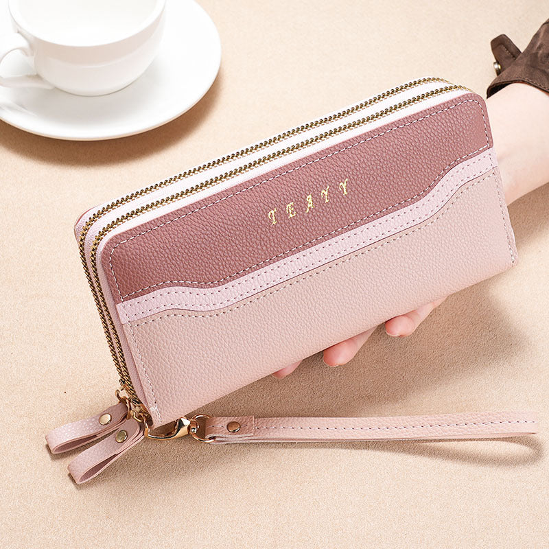 Women's Long Hand-held Korean Color Matching Large Ladies Wallets