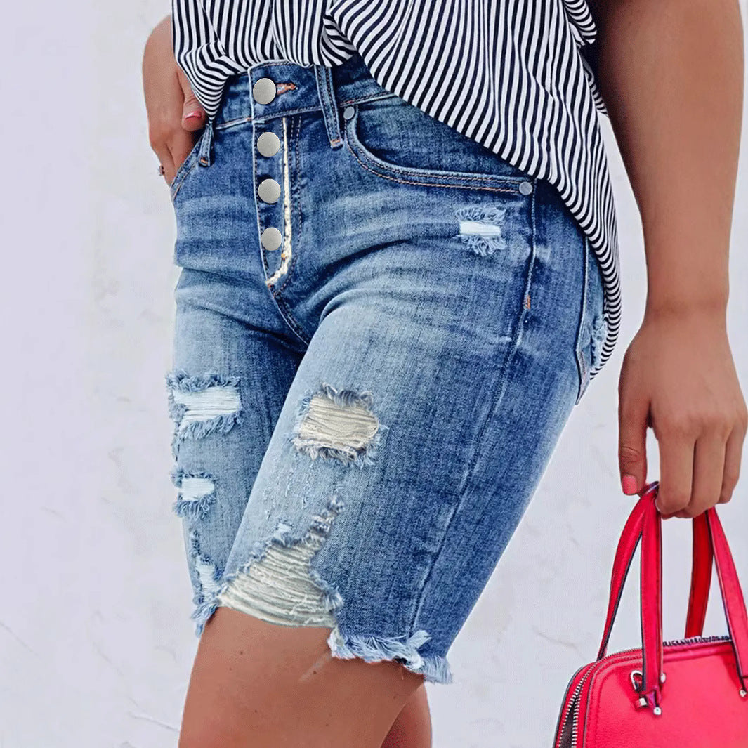 Women's Fashion Ripped Stretch Denim High Quality Women's Jeans