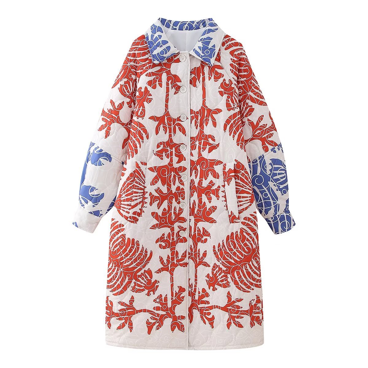 Women's Pretty Long Printed Loose Cotton Coats