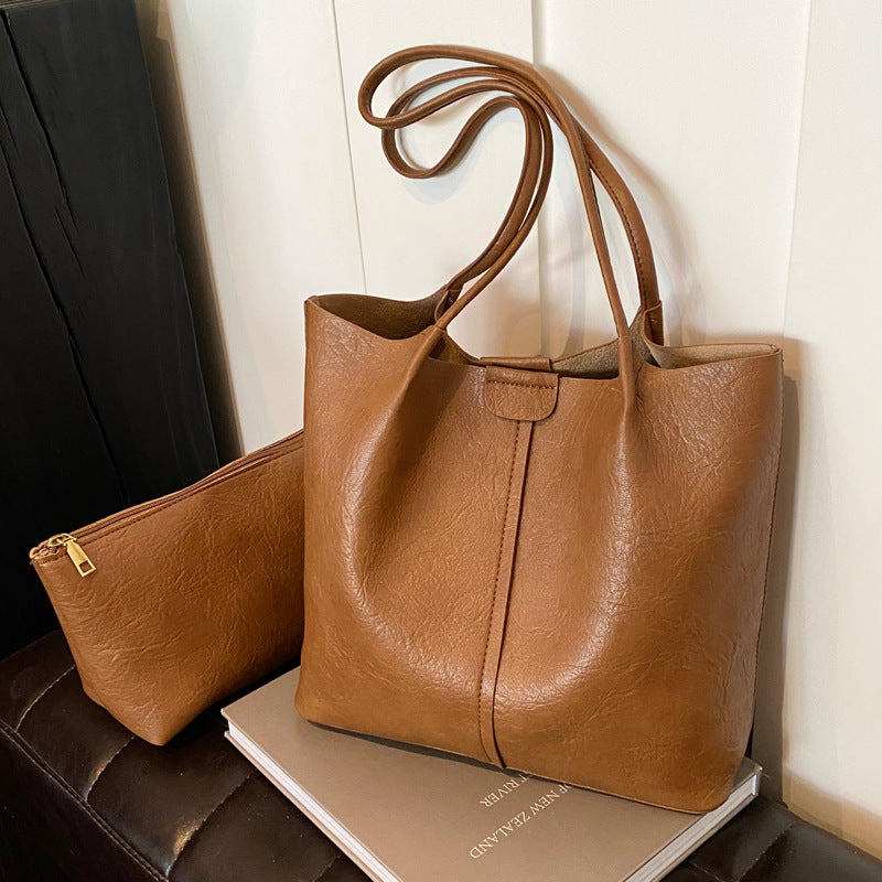 Women's Versatile Large Capacity Korean Style Retro Temperament Shoulder Bags