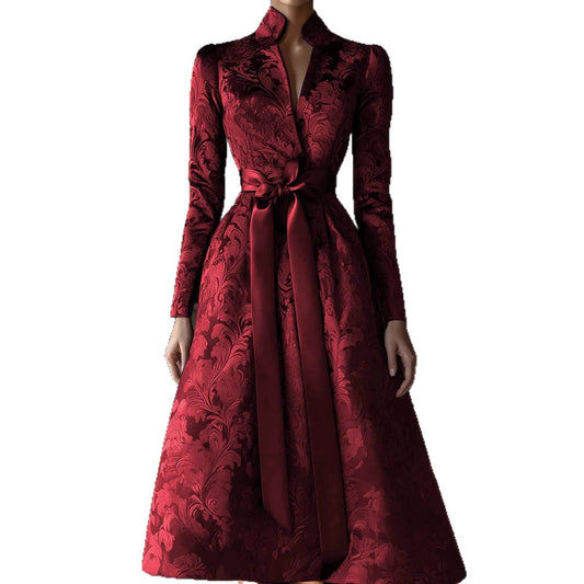 Elegant Long Sleeve Satin Party Dress Dresses