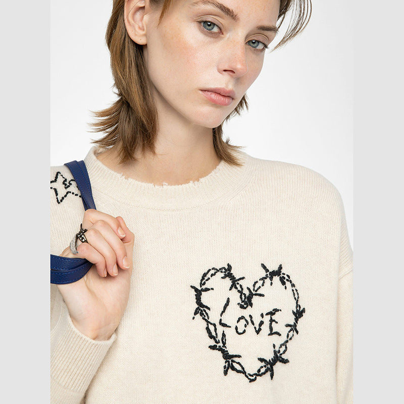 Women's French Niche Love Letter Pegasus Handmade Sweaters