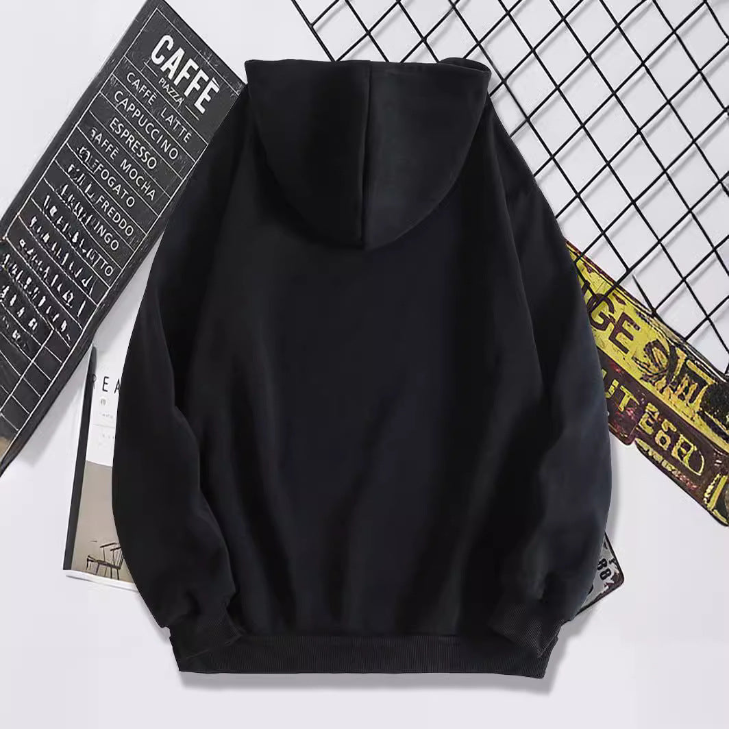 Printed Heel Wrapped Collar Brushed Hoody Hooded Women's Sweater, Sweater