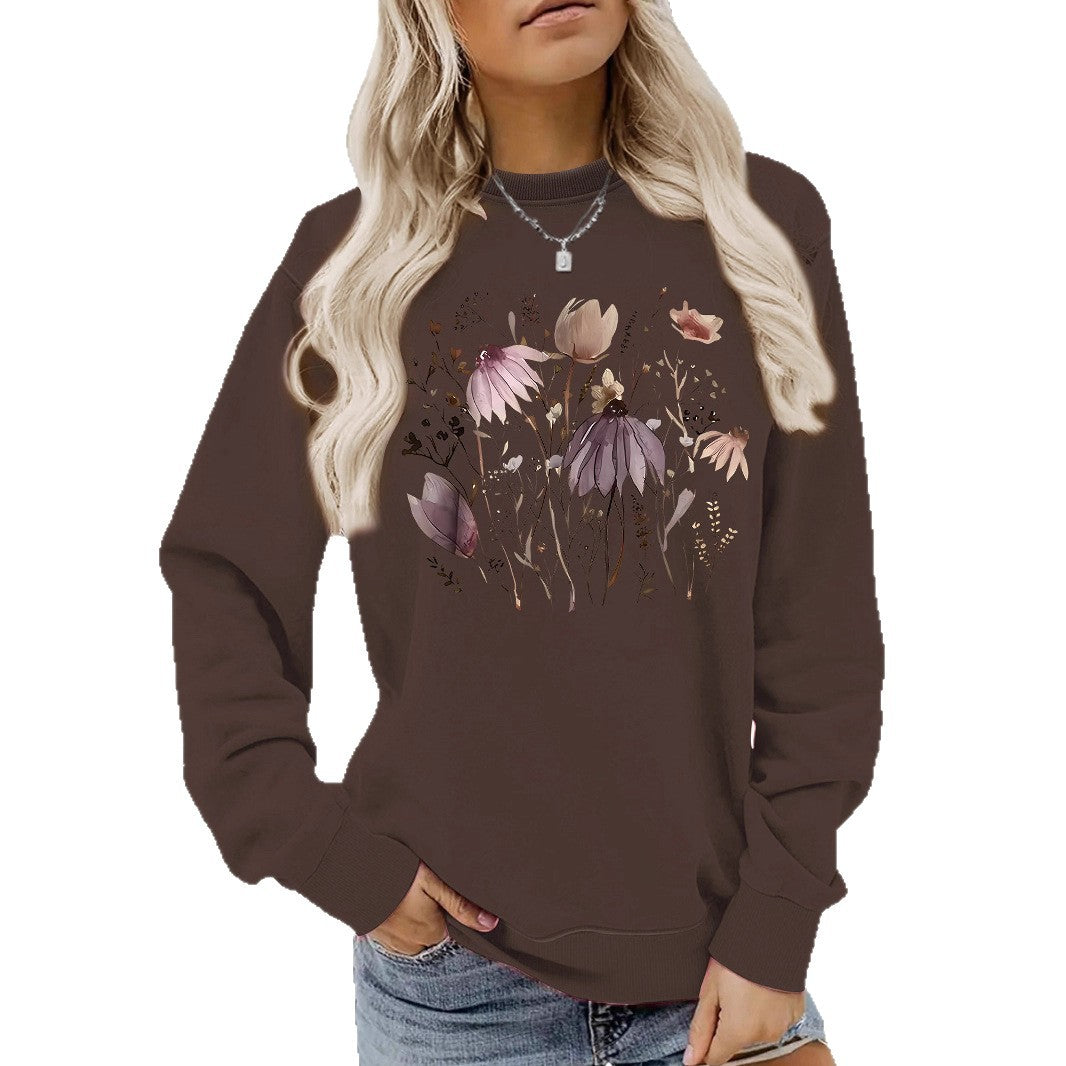Women's Graphic Print Crew Neck Casual Long Women's Sweater, Sweater