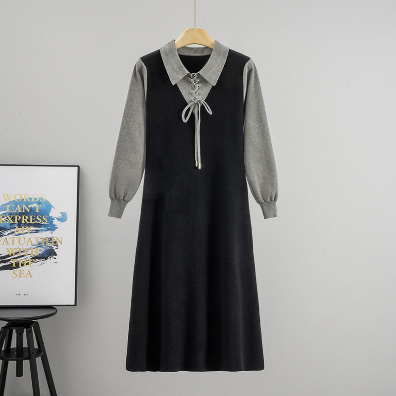 Style Gentle Lapel Design Woolen Inner Match Dress