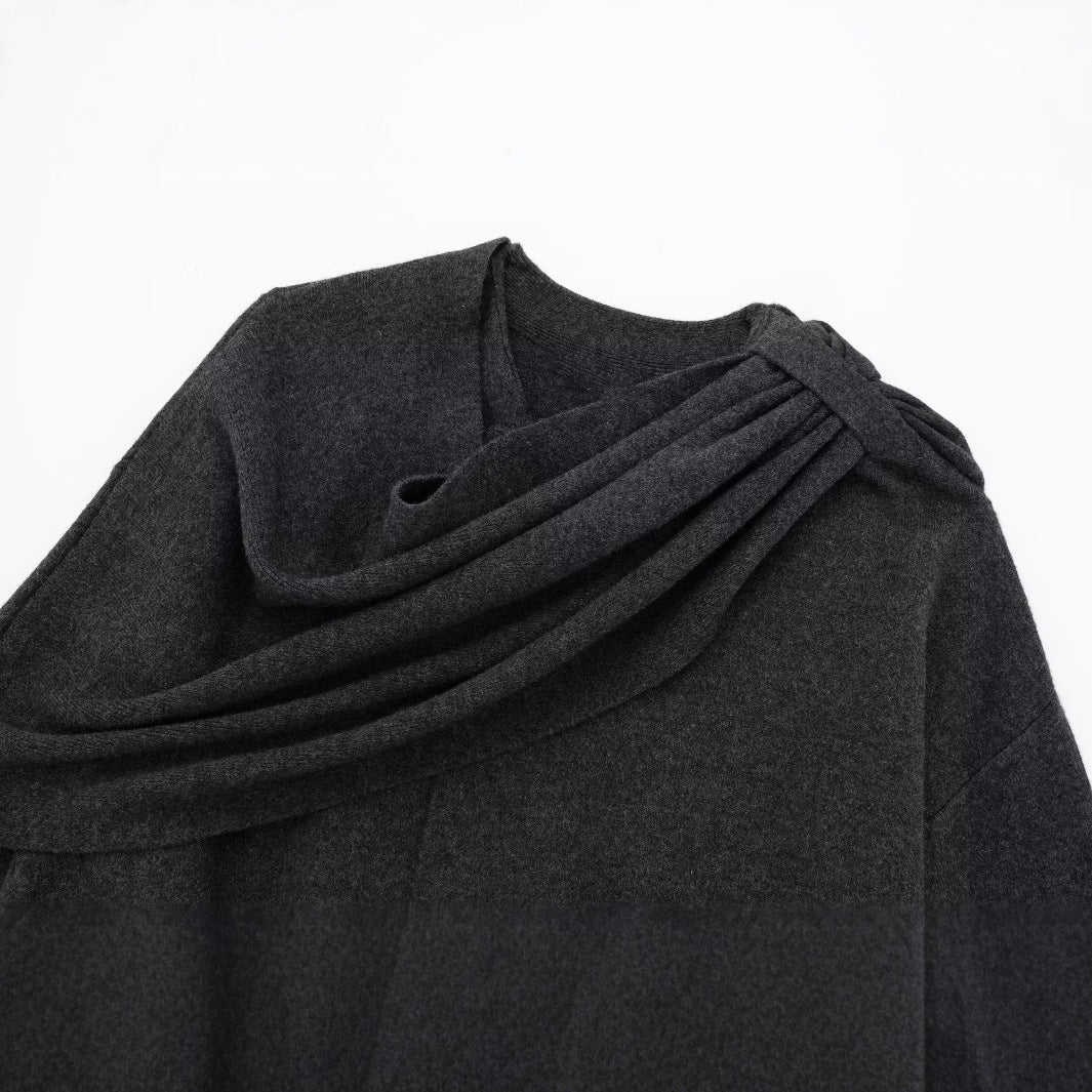 Women's Beautiful Asymmetric Short-sleeved Scarf Knitted Coats