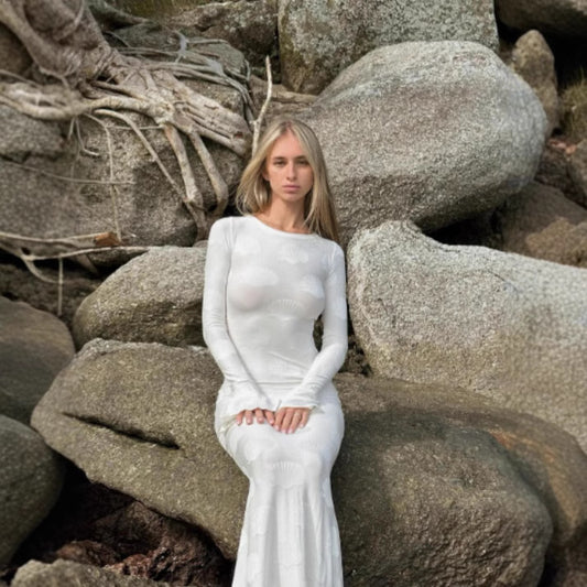 Women's Neck Bell Sleeve Backless Lace Up Dresses