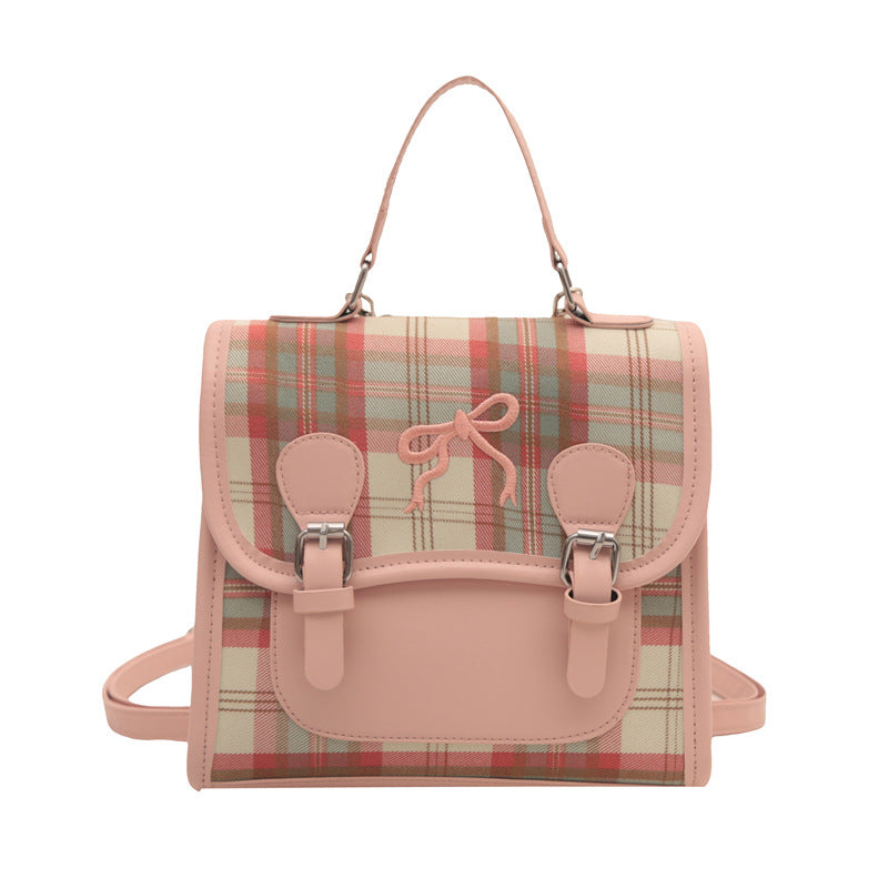 Women's Versatile Lattice Contrast Color Mini Portable Backpacks