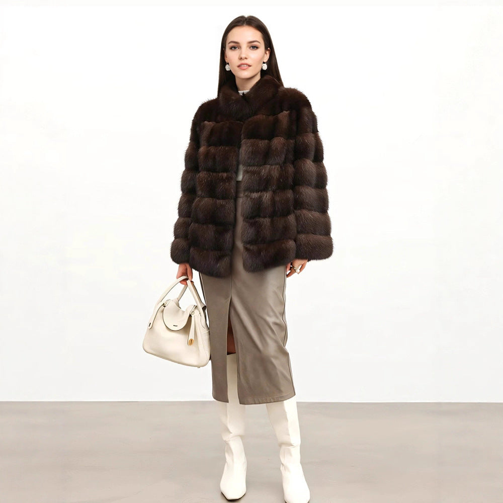 Women's Starry Russian Zibeline Artificial Fur Fashion Coats