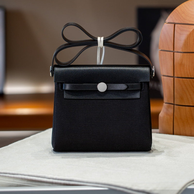 Graceful Elegant With Canvas Leather Mini Bags