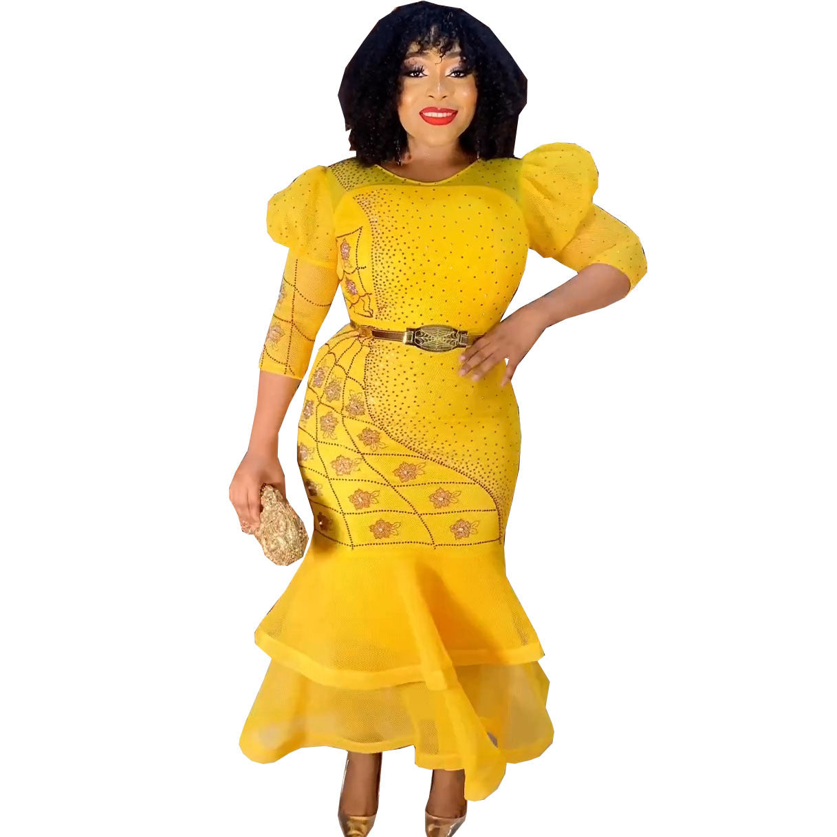 Creative African Fashion Sequined Dress Gown Dresses