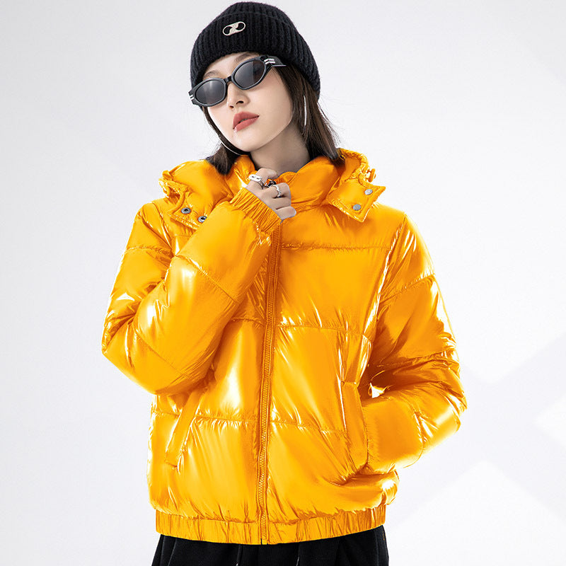 Women's Glossy Hooded Fashion Winter Korean Style Coats