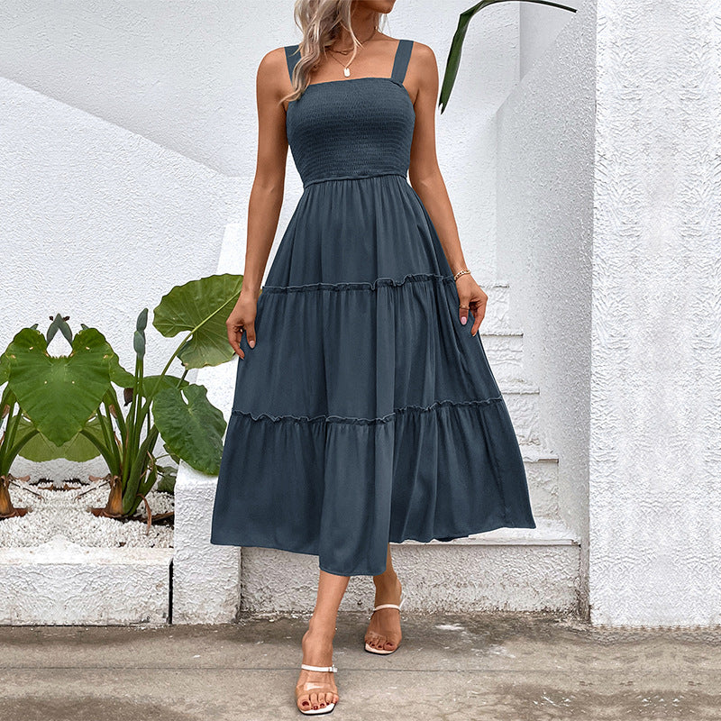 Popular Casual Vacation Versatile Solid Color Dresses