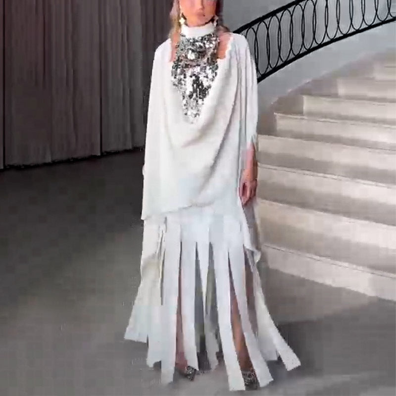 Summer Sequin Long Patchwork Tassel Temperamental Dresses