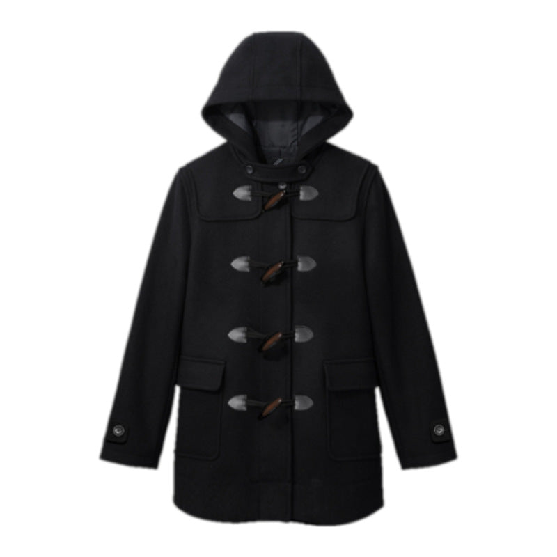 Horn Button Overcoat Mid-length College Style Coats