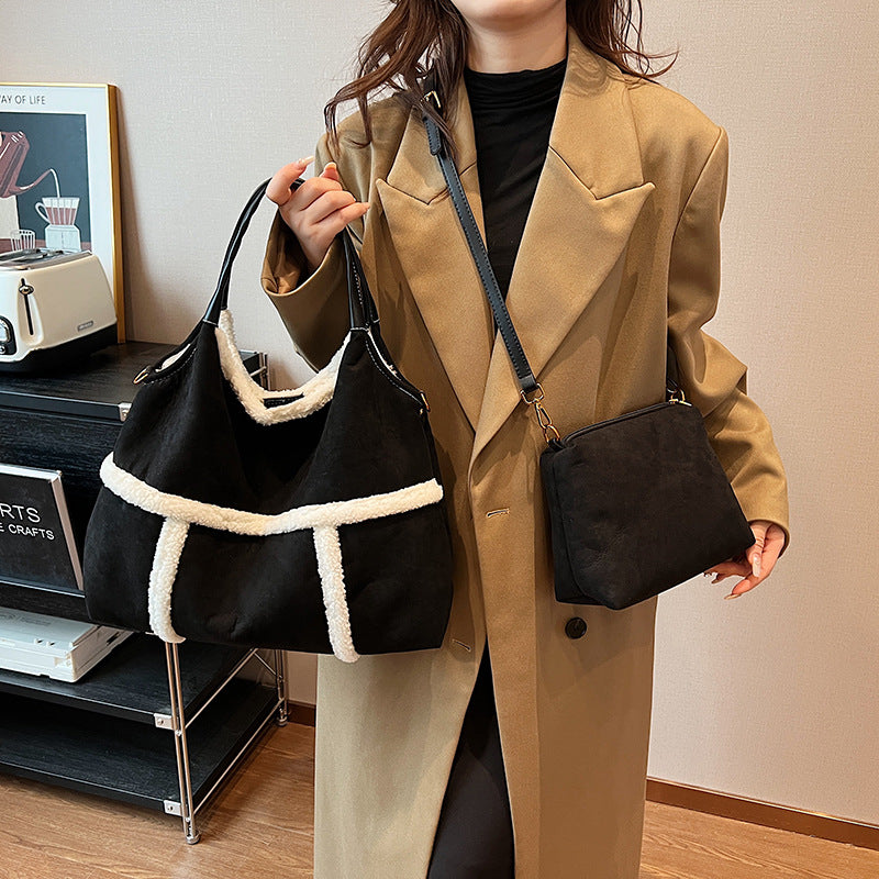 Women's Suede Portable Large Capacity Totes Plush Tote Bags