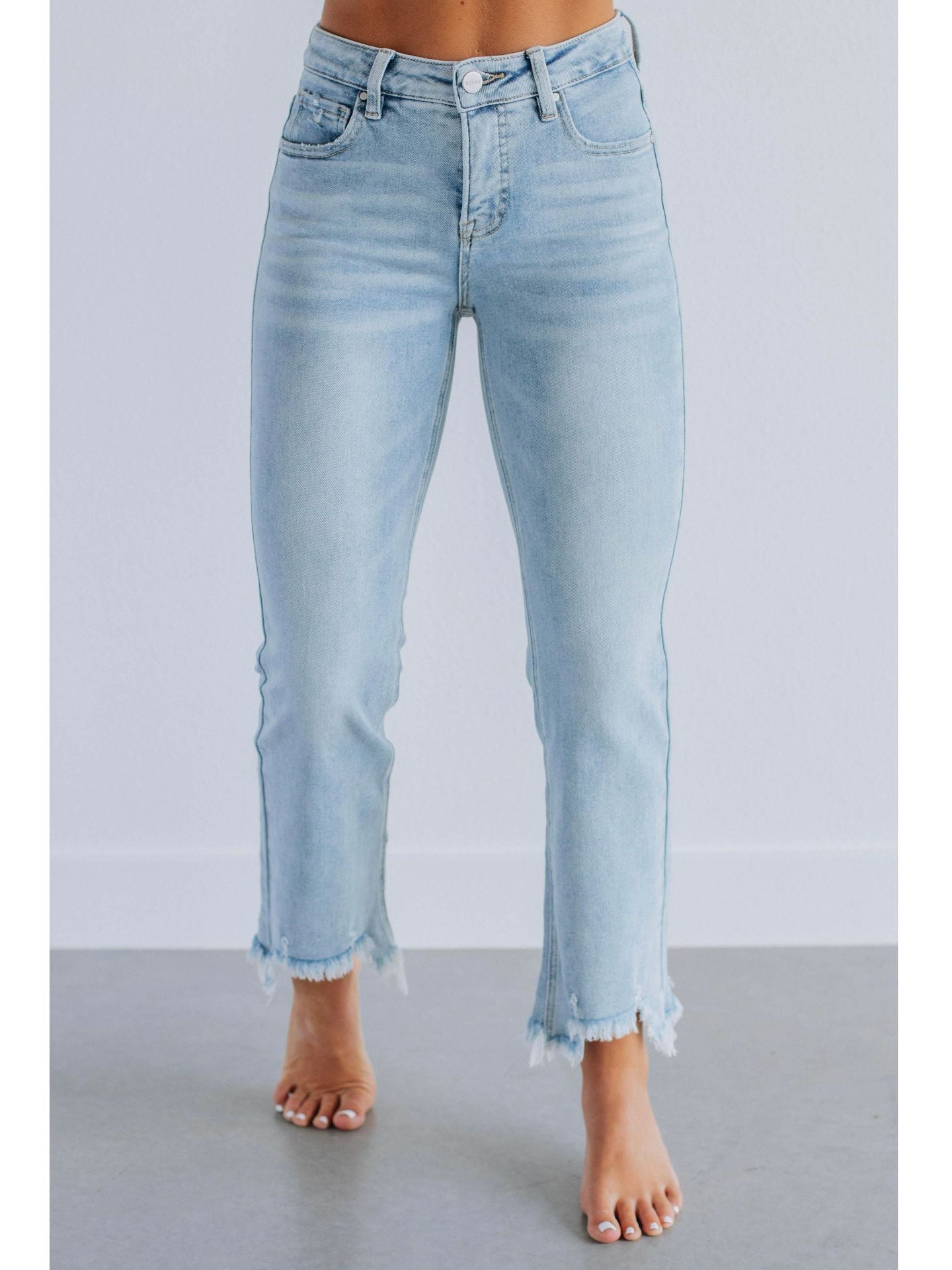 Women's High Waist Tassel Ripped Frayed Straight Women's Jeans
