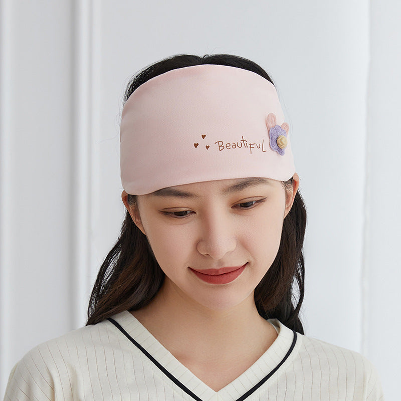 Women's Cotton Cartoon Flower Bear Confinement Headscarf Bags