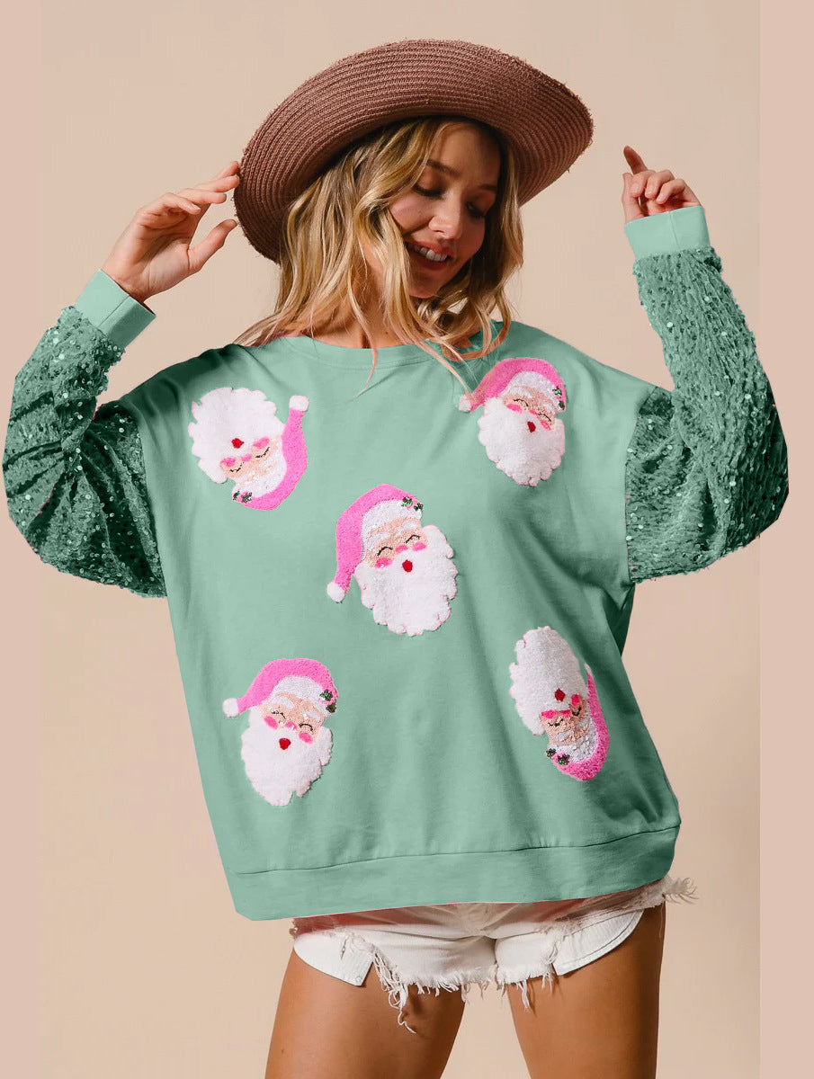 Women's Sweet Sequins Sleeve Christmas Long Sweaters