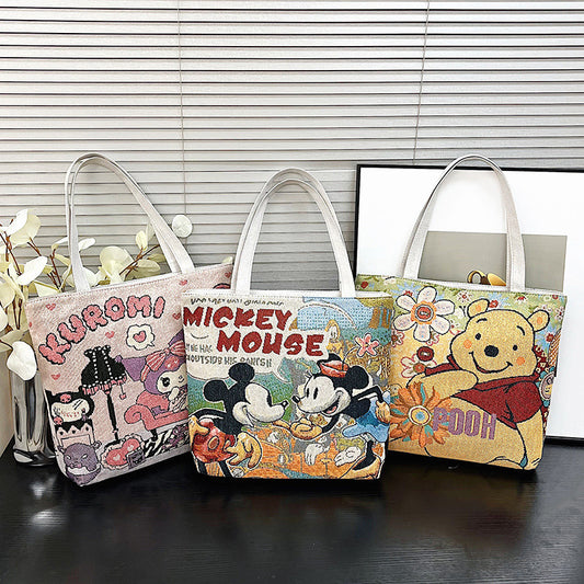 Silk Jacquard Embroidered Cloth Large Capacity Tote Bags