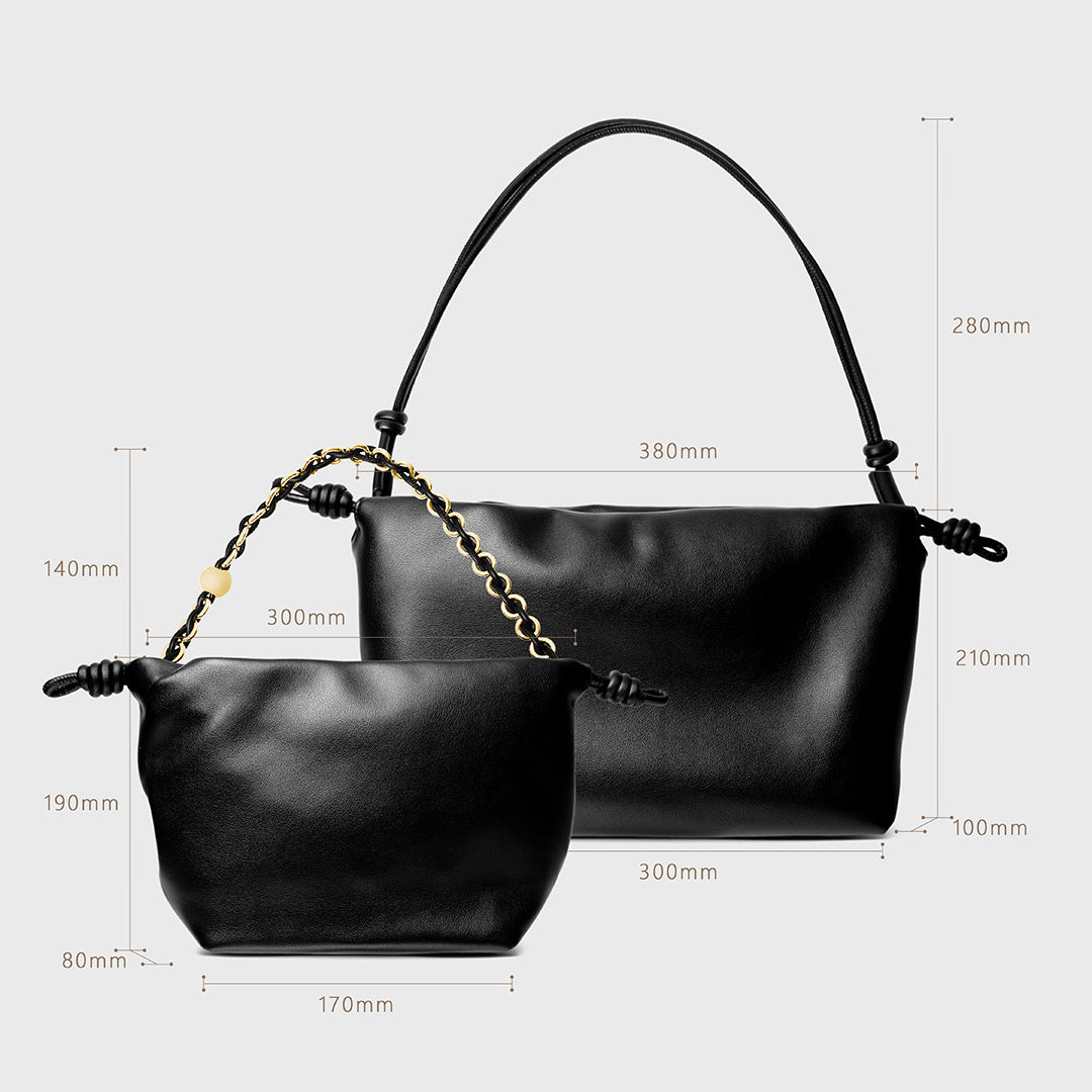 Women's Lucky Genuine Leather Exquisite Hand Pleated Crossbody Bags