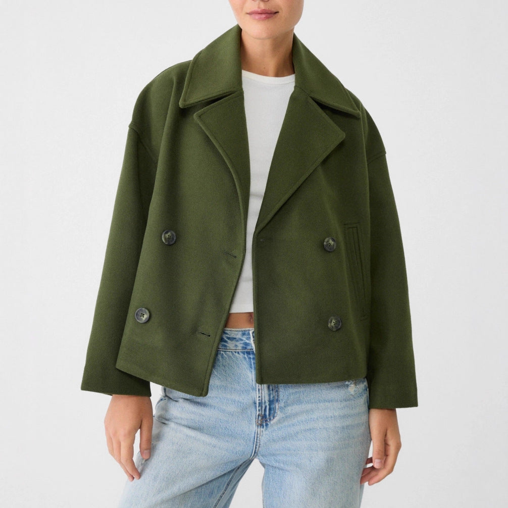 Women's Large Lapel Woolen Padded Long Sleeve Coats