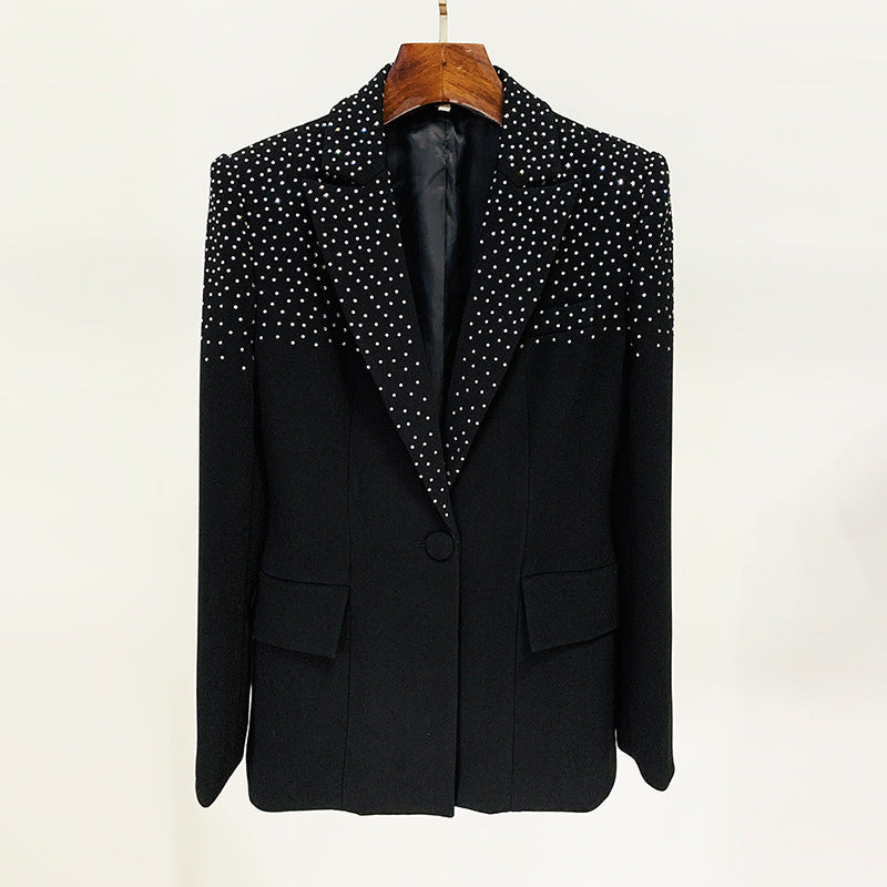 Fashion Rhinestone Slim Fit One Button Small Suit