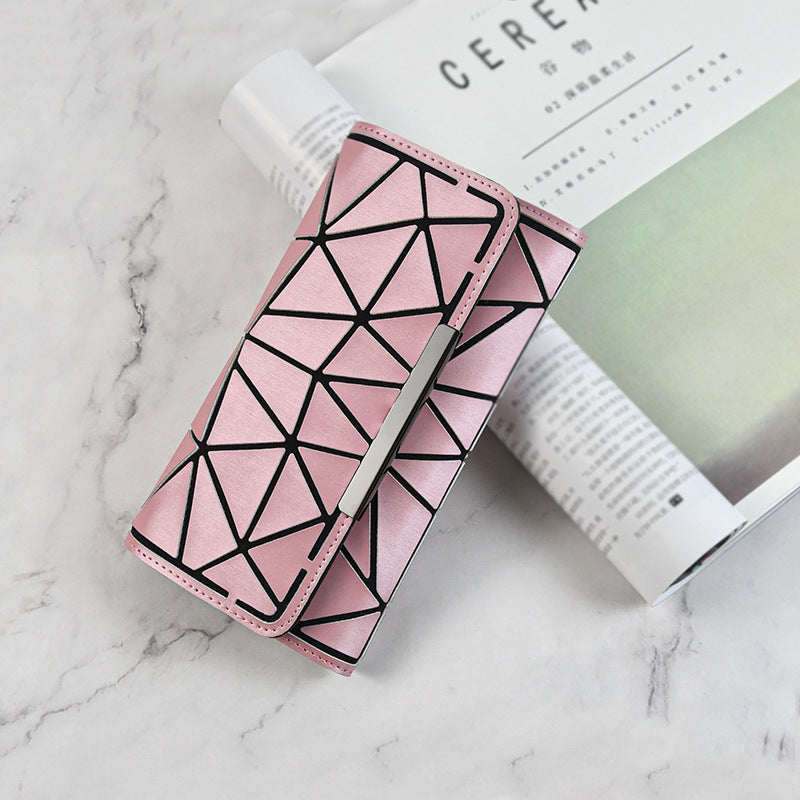Women's Geometric Luminous Long Rhombus Large Colorful Ladies Wallets