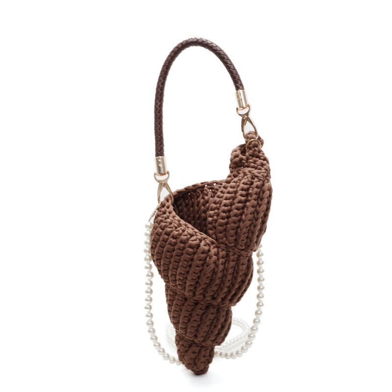 Women's Woven Seaside Conch Shell Strap Handbags