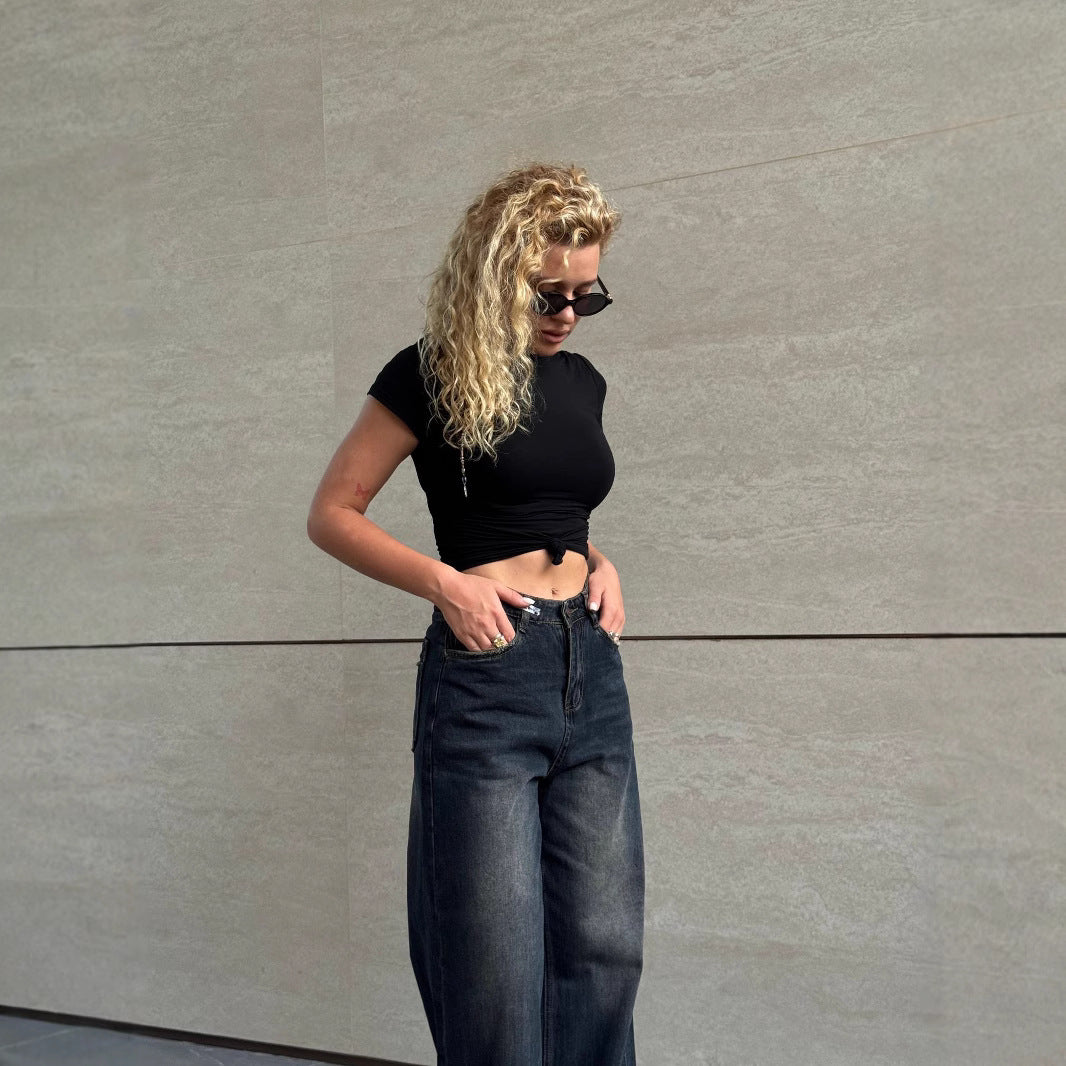 High Waist Loose Slimming Retro Straight Jeans