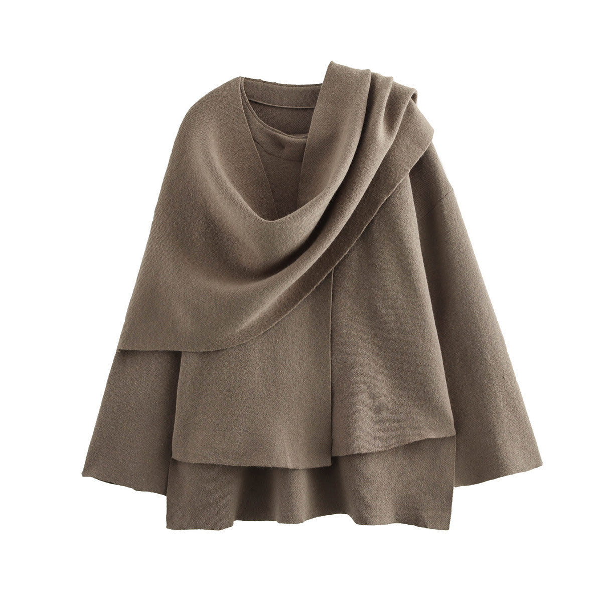 Women's Cape Style Round Neck Long Sleeve Coats