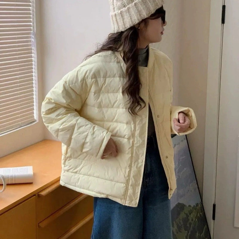 Women's Lightweight Stand-up Collar Korean Rib Cotton Coats