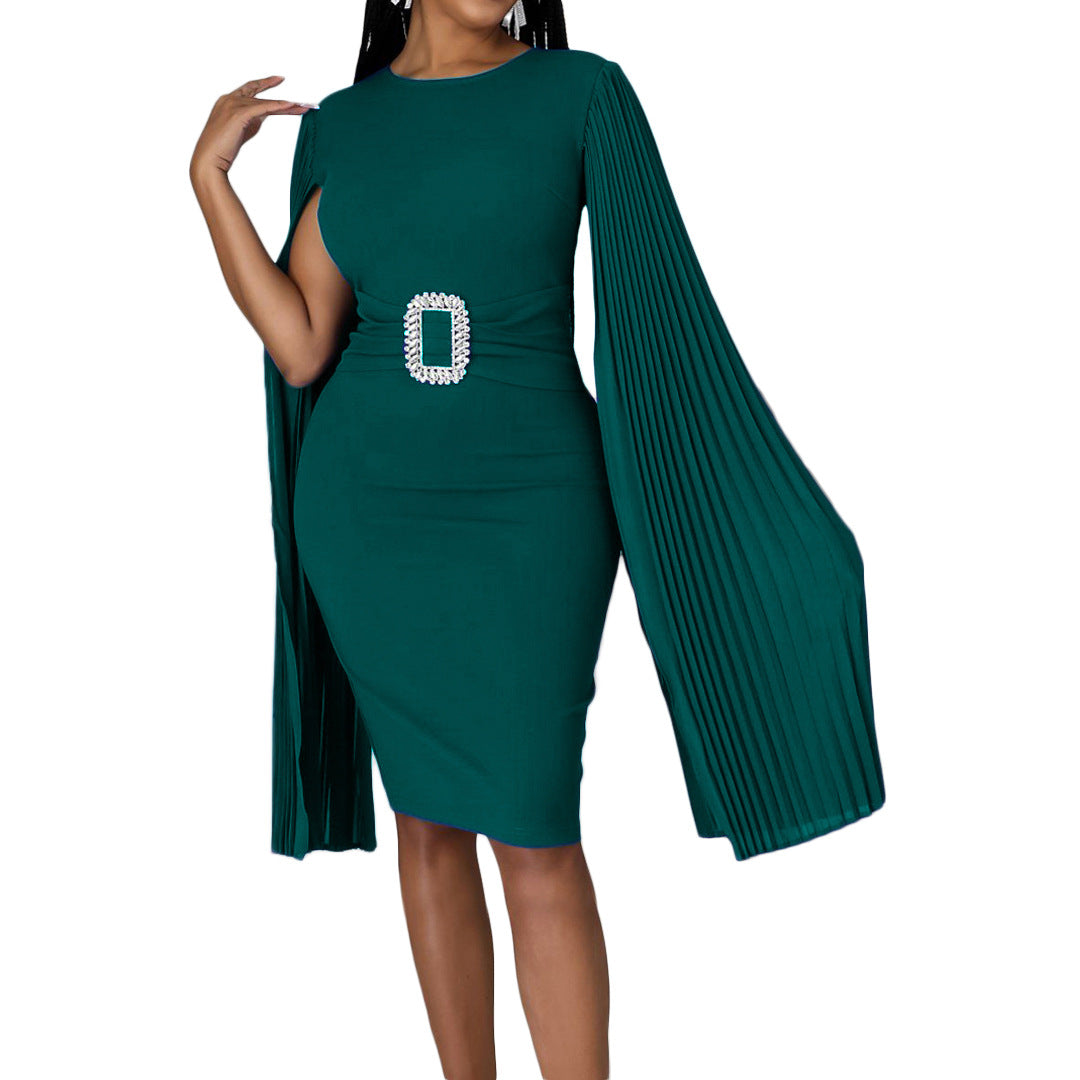 Women's Solid Color Sheath Sexy Cape African Plus Size