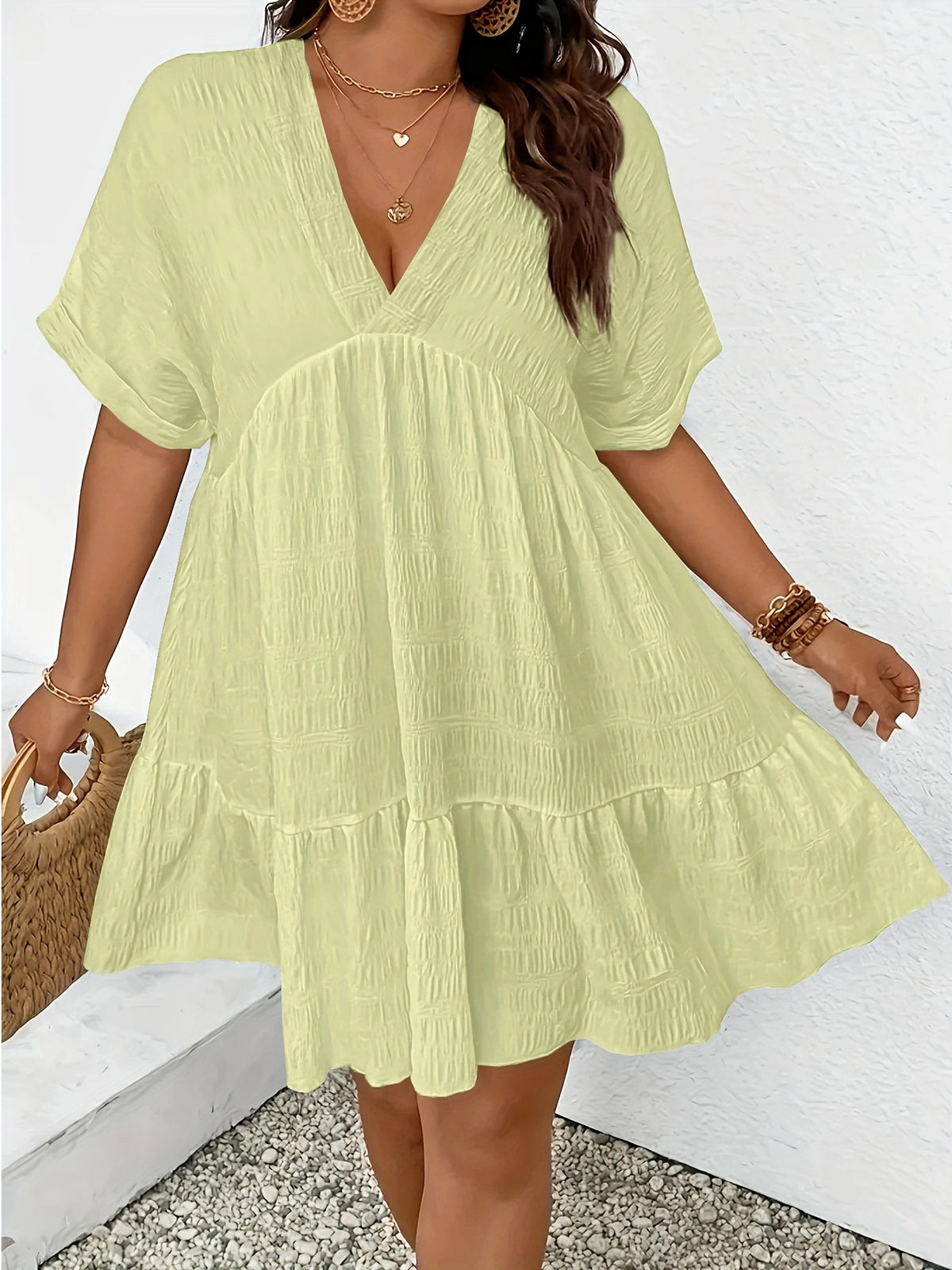 Women's Summer Casual Deep Sleeve Loose Dress