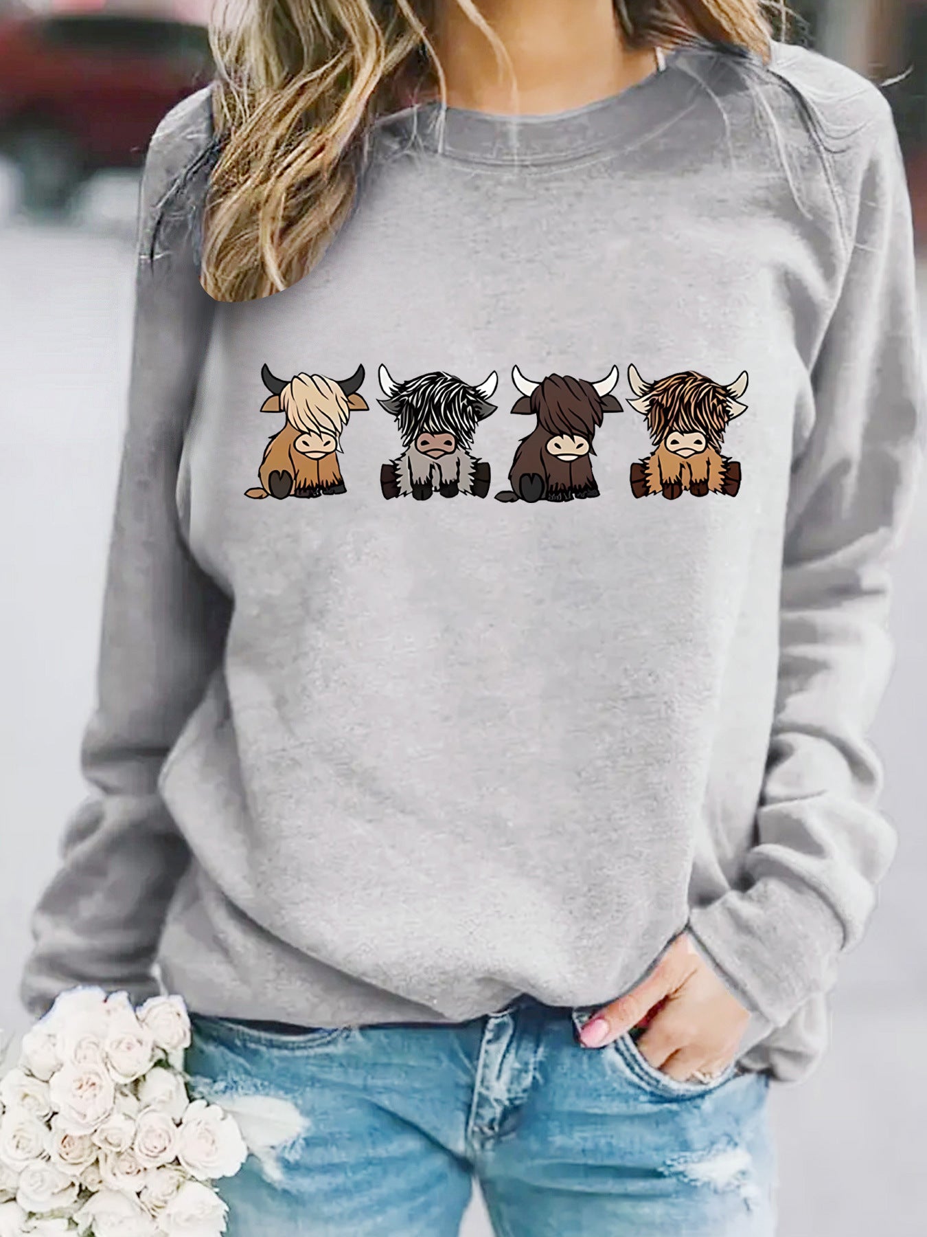 Women's Casual Long-sleeved Round Neck Four Calf Women's Sweater, Sweater