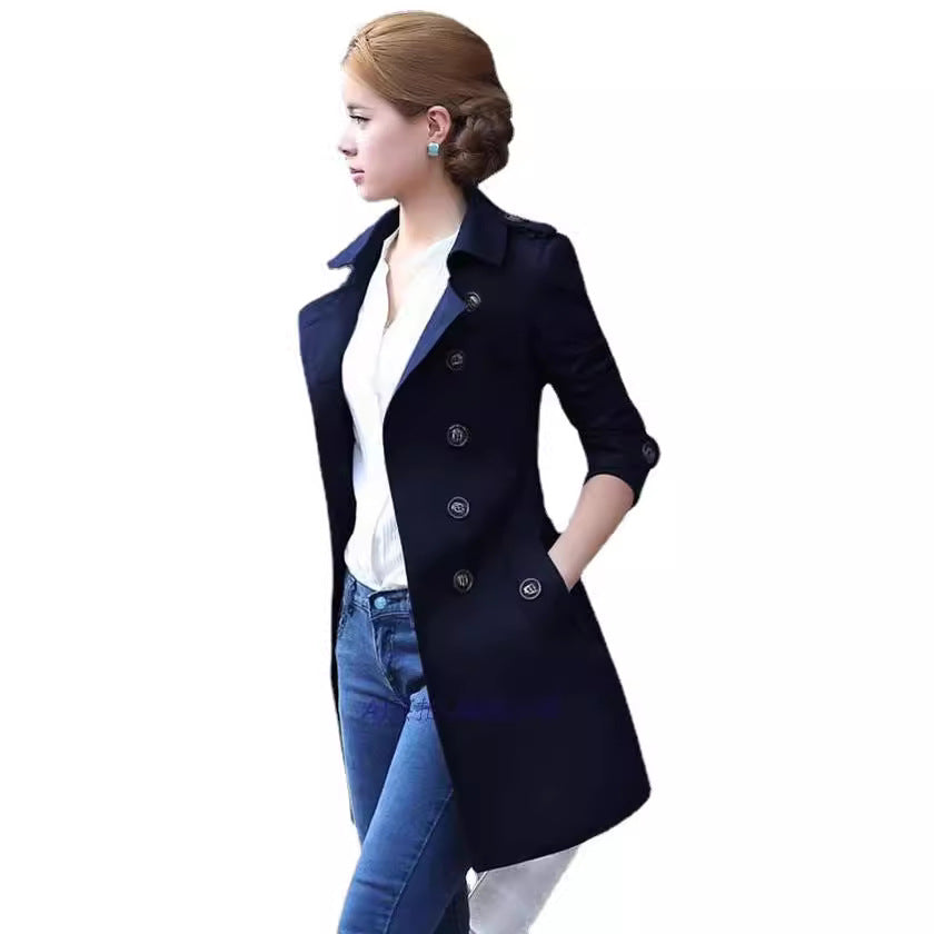 Women's Power Slim Fit Belt Mid-length Trench Coats