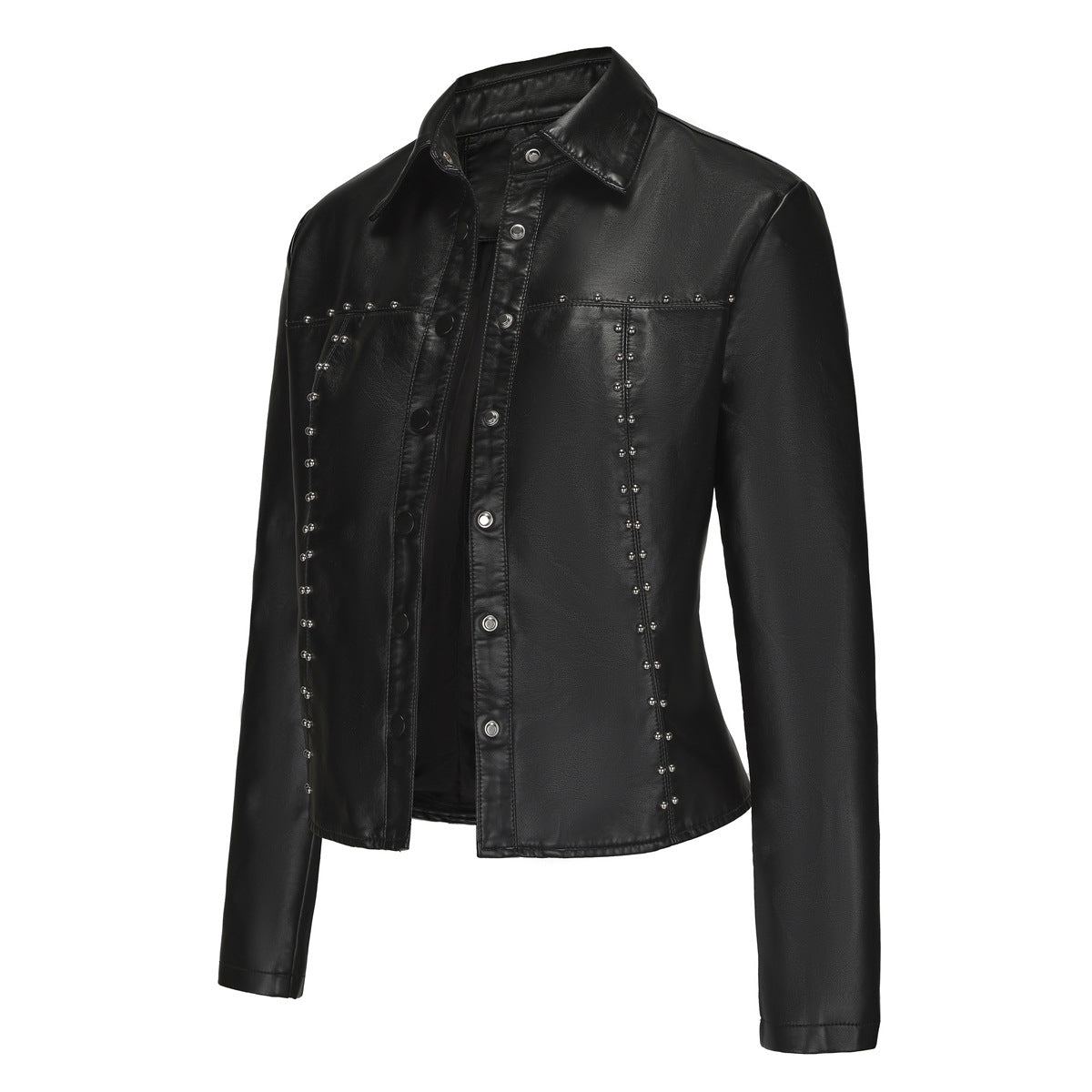 Women's Rivet Leather Button Fashion Popular Thin Jackets