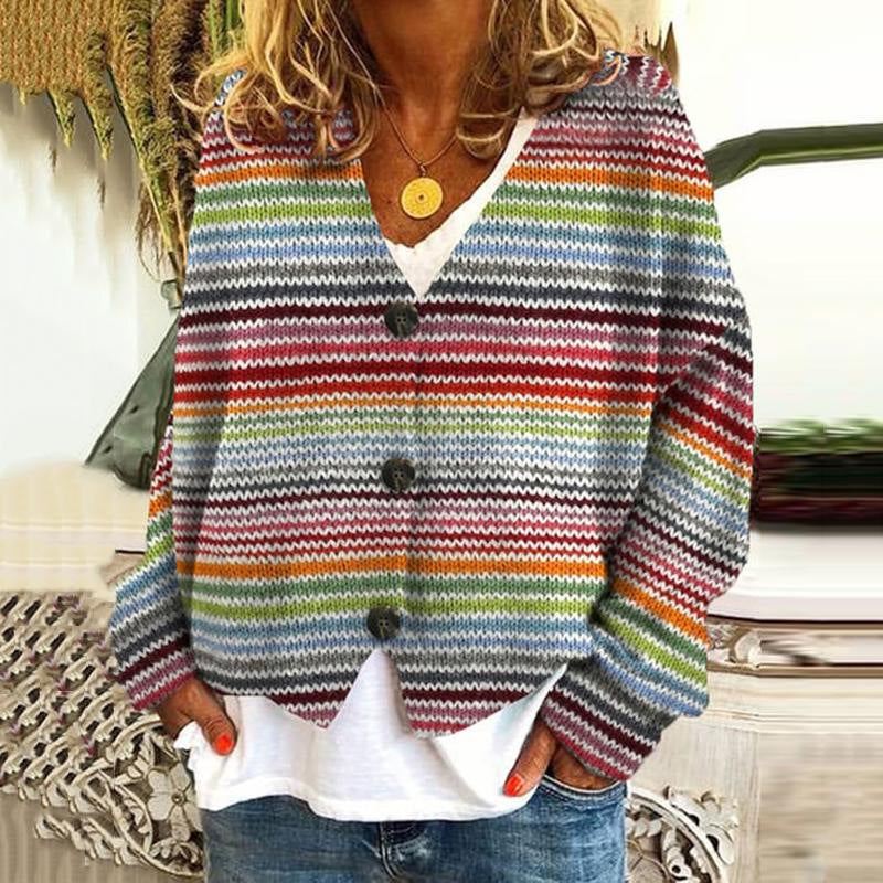 Women's Printed Wear Soft Casual Cloak Fashion Knitwear