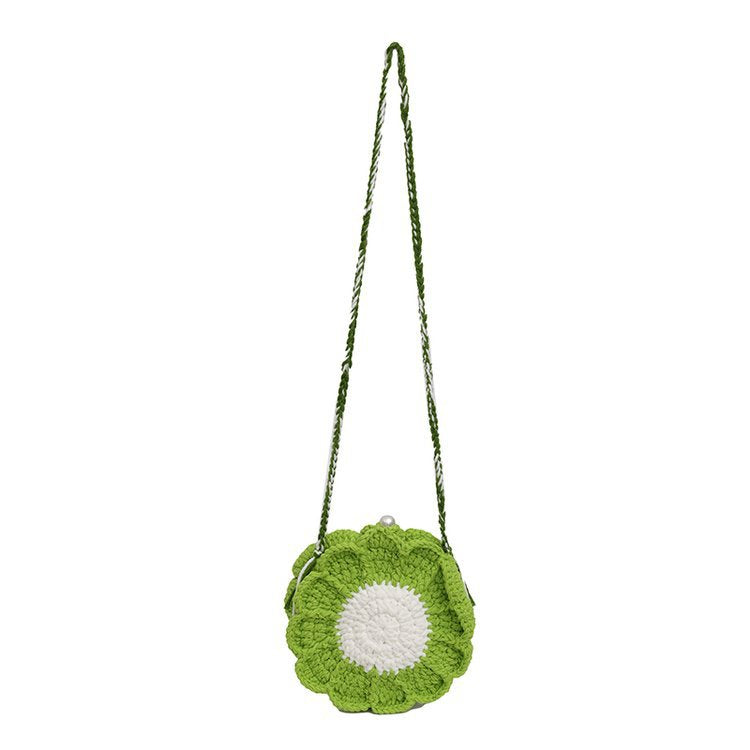 Women's Wool Crocheted Fresh Sweet Contrast Color Mobile Bags