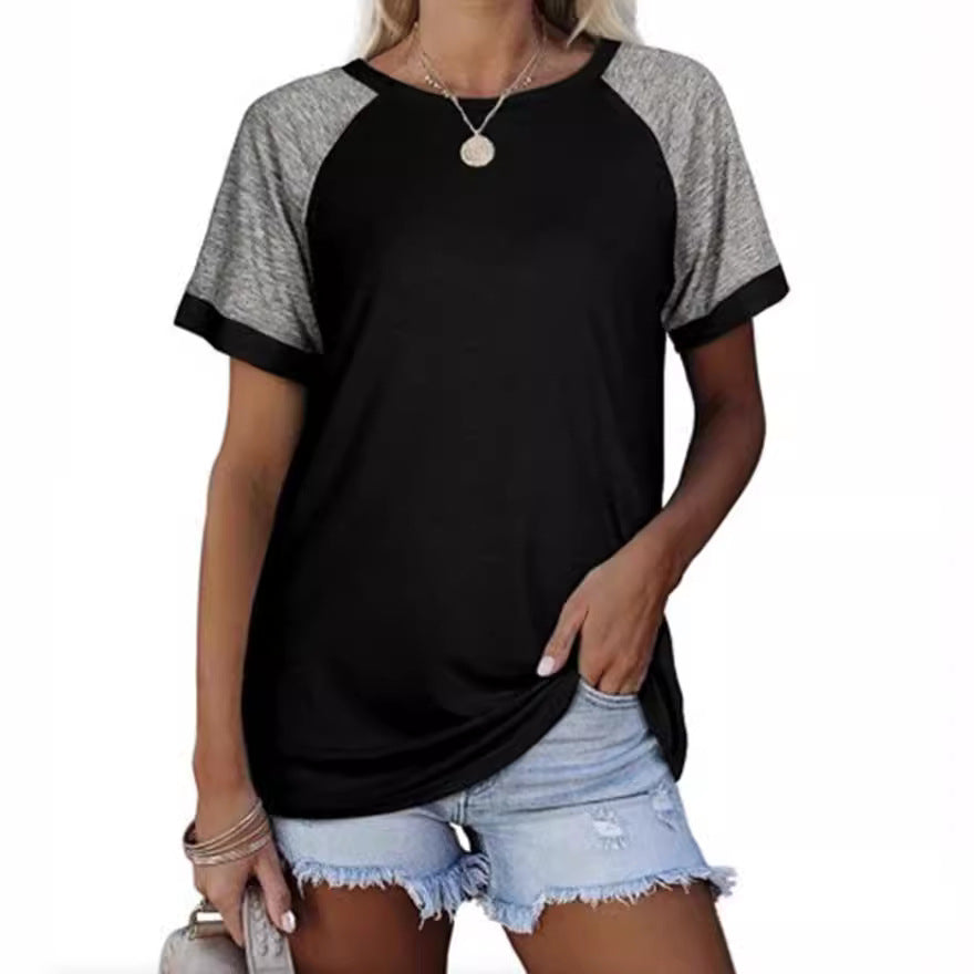 Charming Women's Round Neck Multicolor Sleeve Tops