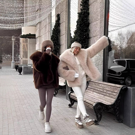 Faux Fur Thick Fluffy Imitation Fox Coats