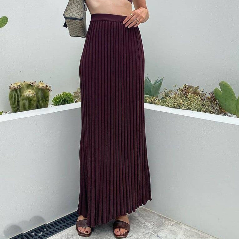Women's Summer Knitted Camisole Elegant Sleeveless Pleated Suits